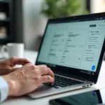 Предприниматель работает с сервисом электронного документооборота на ноутбуке, рядом смартфон с подтверждением подписи и чек-лист подготовки ИП к ЭДО